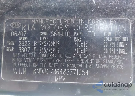 2008 Kia Sorento Ex from USA, damaged, VIN KNDJC736485771354